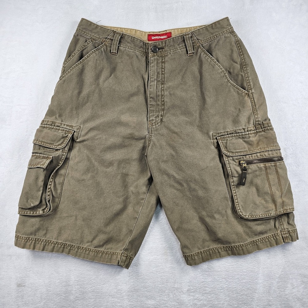 UnionBay Cargo Shorts Men's 32 Utility Pockets 100% Cotton Paratrooper Baggy Y2K